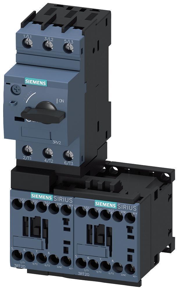 Combination Starter, SZ 00 Fuseless Reversing, Series: 3RA221, 690 VAC, 0.16 A, 50/60 Hz Frequency, 40 W, 60 W Motor, 24 VDC Coil, 3 Pole, Setting: 0.11 to 0.16 A, Screw Terminal Connection, Thermal Bimetal Overload Relay, IP00/IP20 Enclosure, 300000