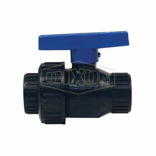 Single Union Ball Valve, 1 Inch Nominal, FNPT, 125 psi, 70 °F, Full Port, Polypropylene Body, EPDM Softgoods