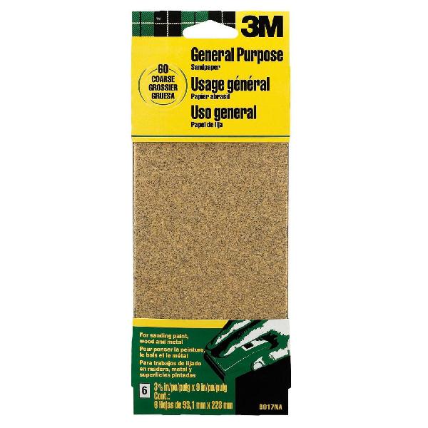 General Purpose Sanding Sheets, 7.125 Inch Length, 5 Inch Width, Coarse Grade