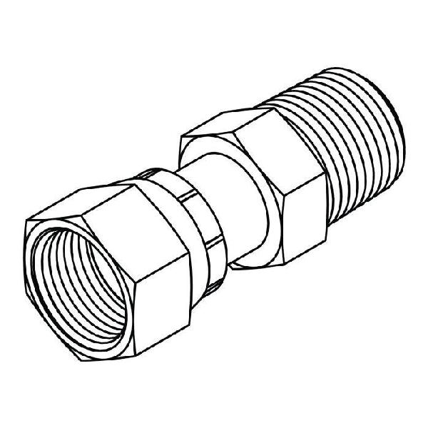 Adapter, Straight, Series: FF6505, 11/16-16 x 3/8-18 Nominal, Female O-Ring Face Seal Swivel x MNPT End Style, Steel