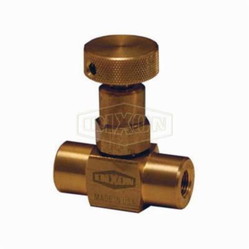 Mini Needle Valve, 1/4-18 Nominal, FNPT, 6000 psi, Knurled Knob Handle Actuator, Brass Body