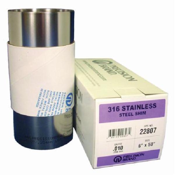 Shim Stock, 316 Stainless Steel, 0.012 in Thickness, 12 in Width, 100 in Roll Length