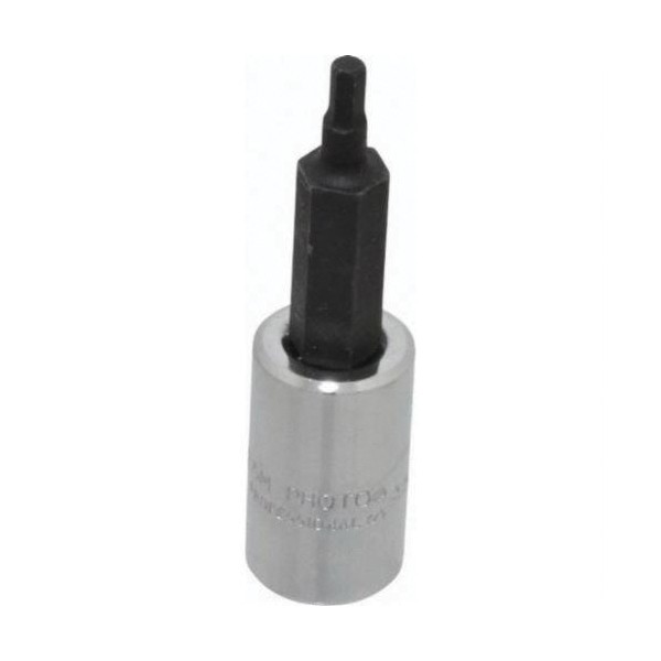 Socket Driver Bit, Standard Length, Measurement System: Metric, 1/4 in Drive, Hex Bit, 2.5 mm Bit, 1 in Bit Length, 1-7/8 in Overall Length, Alloy Steel, Polished Chrome