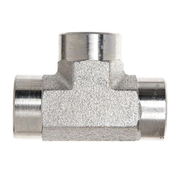 Hydraulic Flange Tee, SAE to SAE, Series: G60, 1/4-18 Nominal, Female NPTF End Style, 6000 psi Pressure, Steel