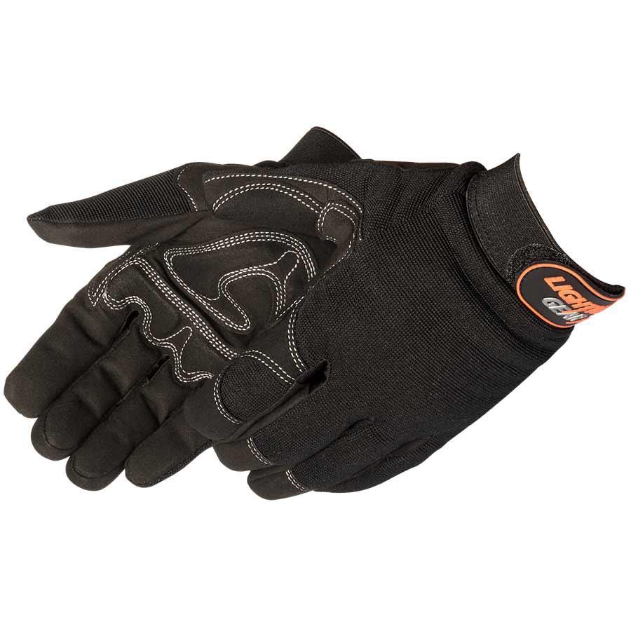 General Purpose Work Glove, Series: 0915QBK, XL Size, Synthetic Leather, Black, Spandex Lining, Hook and Loop Closure