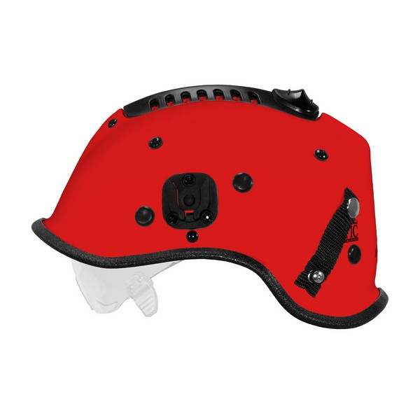 Rescue Helmet, Vented, Series: R6 Dominator™ 805, Universal Size, Red, Fiber Tuff Reinforced Composite Shell, 6-Point Ribbon Suspension Harness Suspension, Specifications Met: ANSI/ISEA Z89.1-2009, EN 12492, AS1801 Type 1 & 2, 6.8 in L x 10.4 in W Di