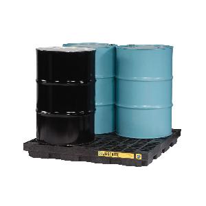 Accumulation Center, Series: EcoPolyBlend™, 4 Drums, 5-1/2 in Height, 49 in Length, 49 in Width, 49 gal Spill, 5000 lb Load, 100% Recycled Polyethylene, Black