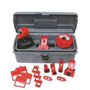 Breaker Lockout Toolbox Kit, Portable, Filled Filled/Unfilled, 14 Piece, 5-1/4 in Height, 14 in Width, 6-1/2 in Depth, Polyethylene, Gray