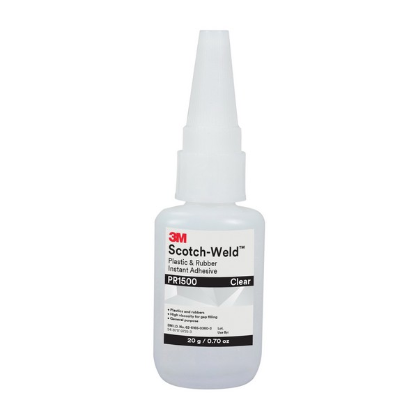Instant Adhesive, Series: PR Series, Bottle Container, 20 g Container, Ethyl Hybrid Base, 20 to 100 s Setting, 24 hr at 72 °F Curing, Clear