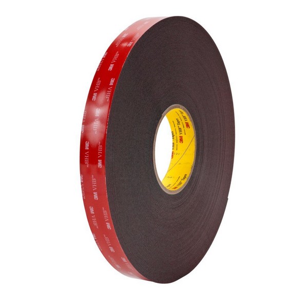 Double Sided Bonding Tape, High Strength, 36 yd Length, 1 Inch Width, 0.045 Inch Thickness , Black, Modified Acrylic Adhesive, Acrylic Foam Backing, 300 °F Maximum Operating, 250 °F Minimum Operating