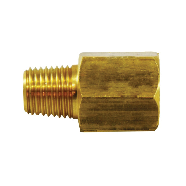 Adapter, Fitting/Connector Type: Adapter, 1/4 Inch Nominal, MBSPT x FNPT, Brass, Yellow