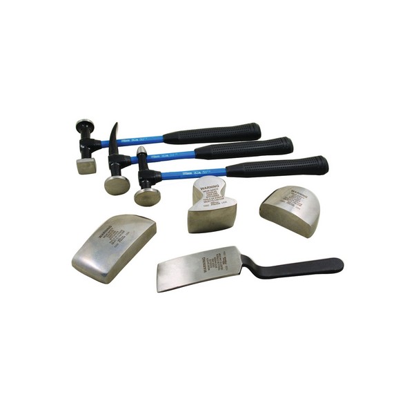 Body and Fender Repair Tool Set, Fiberglass Handle, 7 Piece, Steel