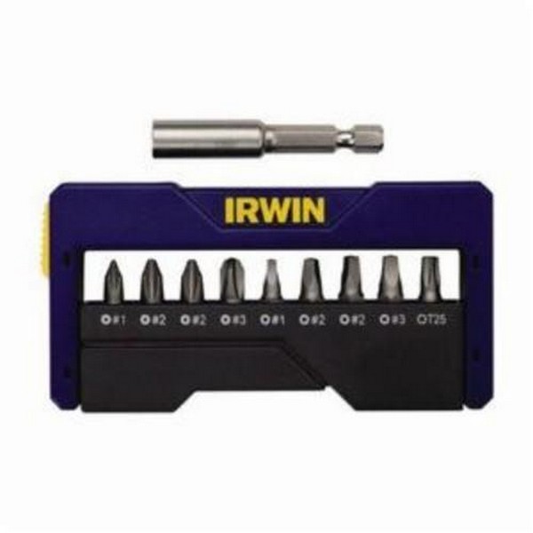 Pocket Case Insert Bit Set, Standard, 10 Piece, 1 in L, 1/4 in Hex Shank, High Grade S2 Steel, Black Oxide