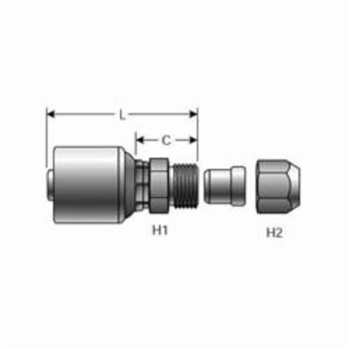 Hydraulic Coupling, Straight, Series: G25, 1/4 in x 7/16-20 Nominal, Hose x Male SAE Flareless Assembly, 1/2 in Stem, 9/16 in Nut Hex, 2.09 in Length, Steel, Domestic