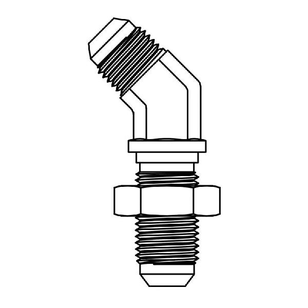 Bulkhead Union Elbow, Series: 2702-LN, 7/8-14 Nominal, 37 deg Male JIC End Style, 45 deg Angle, 316 Stainless Steel
