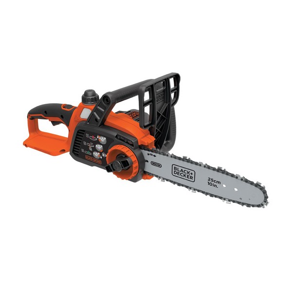 Electric Chain Saw, Brushed Cordless, Bare Tool Bare Tool/Kit, Cutting Capacity: 10 Inch, 10 Inch Bar/ChaInch Length, Automatic Bar/Chain Oiler, 20 V, Lithium-Ion Battery, 2 Ah Battery, Trigger Switch Control, Wrap Around Handle, Black/Orange, 16.69 Inch Length x