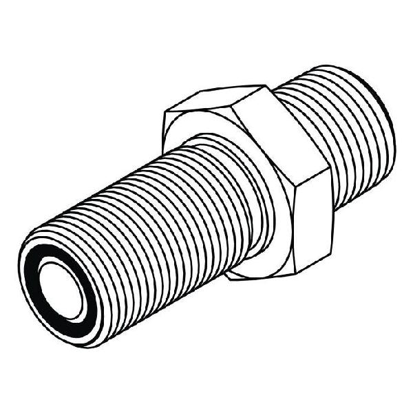 Bulkhead Adapter, Straight, Series: FF2706-LN, 11/16-16 x 1/4-18 Nominal, Male O-Ring Face Seal x MNPT End Style, Steel, Trivalent Chromate Plated, Silver