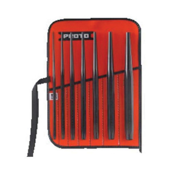 Punch Set, 3/32 to 3/8 in Punch, 10 in Overall Length, 7 Punches, 7 Piece, Drift, Set Contents: J25TR29C 7 Pockets Tool Roll Canvas Tool Pouch, J961/2S2 Drift Punch, J961/4S2 Drift Punch, J963/4S2 Drift Punch, J963/8S2 Drift Punch, J965/16S2 Drift Pu