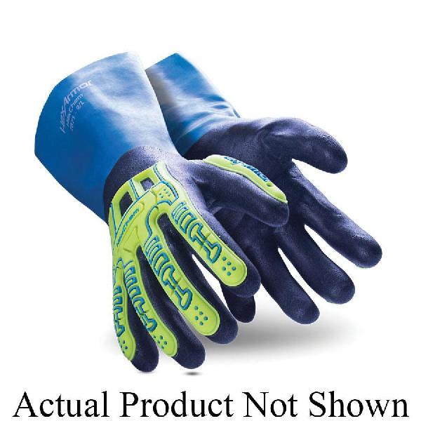 Chemical-Resistant Gloves, Series: 7071, XL/SZ 10, Nitrile Palm, Nitrile, Blue, Paired Hand, Liquid Barrier, Extended Gauntlet Cuff, Nitrile, 10.4 in Length, Resists: Chemical, Cut and Impact
