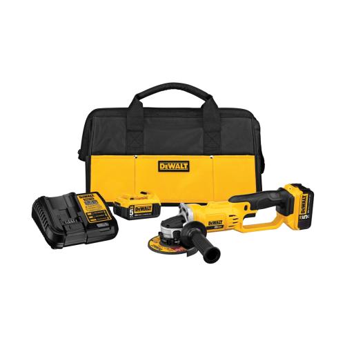 Cordless Cut-Off Tool Kit, Kit Bare Tool/Kit, 4-1/2 in Wheel Diameter, 5/8 in Arbor/Shank, 8000 RPM Speed, 18 VDC, Lithium-Ion Battery, 5 Ah Battery, Plastic Housing Material, 2-Position/Side Handle, Black/Yellow, Trigger Switch, 2 Batteries Included
