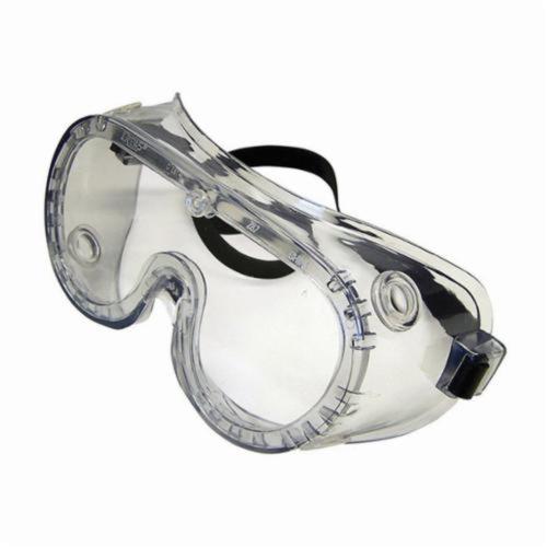 Crews Protective Goggles, Non-Vented Scratch Resistant, Series: Standard Goggle, Universal, Anti-Fog Lens Coating, Clear Lens, Clear Frame, PVC Frame, Polycarbonate Lens, Rubber Strap, Specifications Met: ANSI Z87+, 99.9 % UV Protection