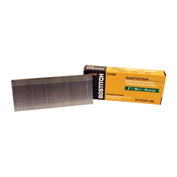 Brad Nail, 0.0475 in Dia Size, 2 in Length, Coated, Steel, Chisel Point, Smooth Shank, Brad Head, 18 ga Gauge