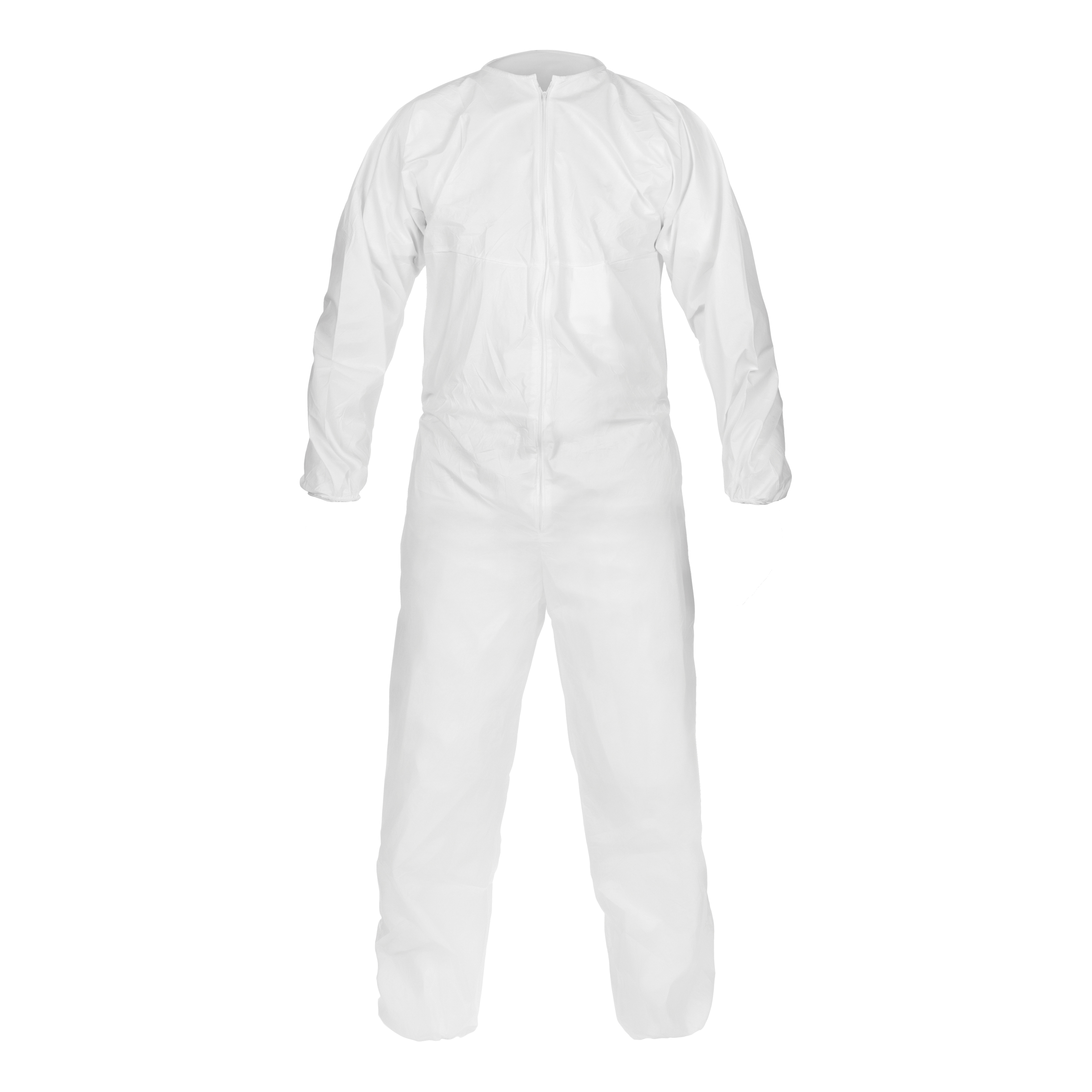 Disposable Coverall, Non-Sterile, Series: CTL417CM, 5XL Size, White, Microporous Film Laminate, 64 to 66 in Chest, 62 in Waist, 30 in Inseam Length, Bound Seam, Zipper Closure, Resists: Blood, Body Fluid, Blood Borne Pathogens, Bleach, Chemical, Liquid, Viral Penetration, Oils and Sodium Hydroxide