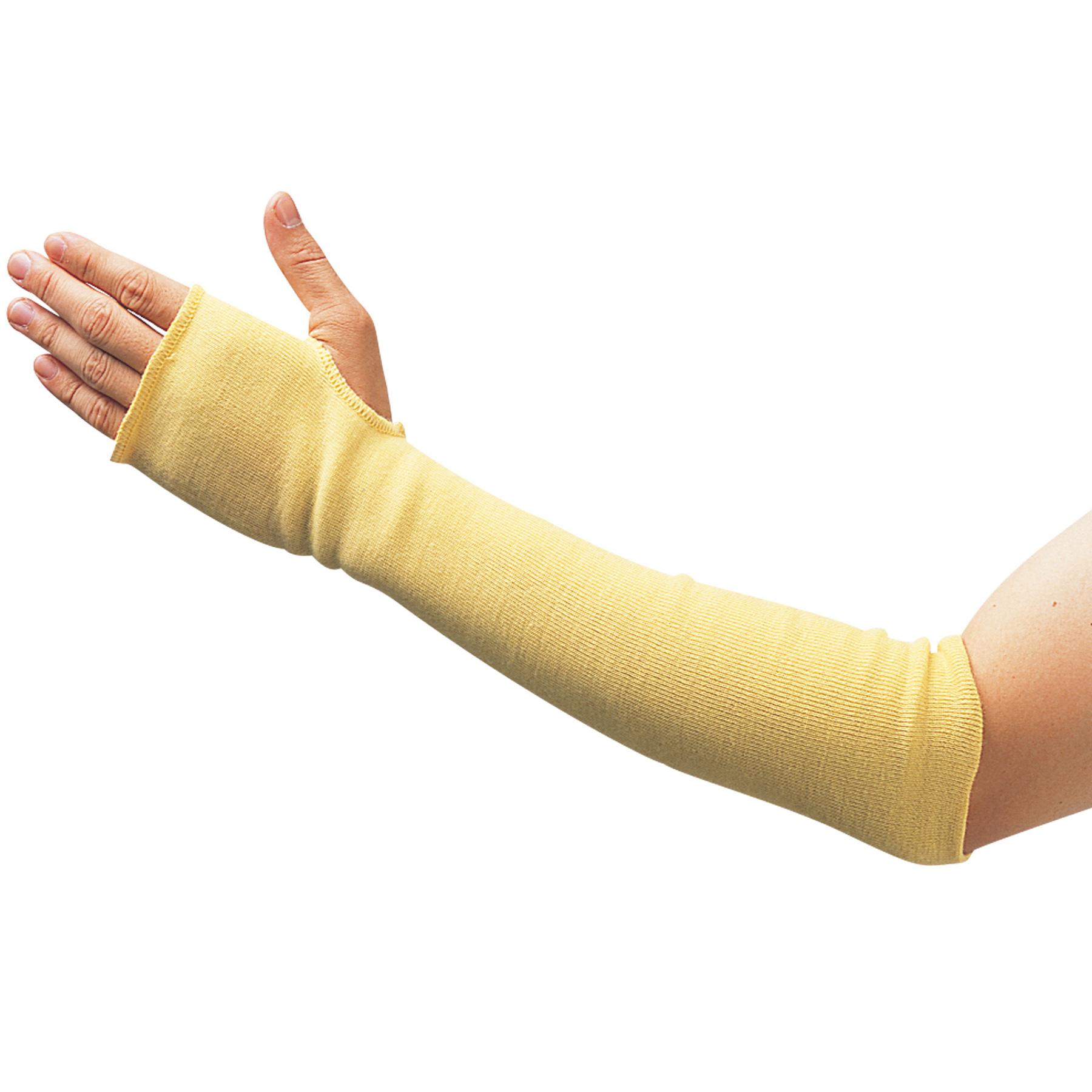 Sleeve, Thumb Slot, One Size, 18 in Length, Kevlar, Yellow