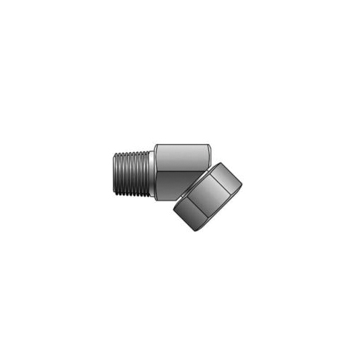 Hydraulic Elbow Adapter, SAE to SAE, Series: G60, 1-11-1/2 Nominal, Male NPTF x Female NPSM Swivel, 45°, Steel, Import