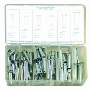 Clevis Pin Assortment, Measurement System: Imperial, 83 Piece, Low Carbon Steel, Plated