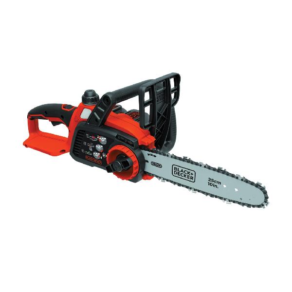 Chain Saw, Brushed Cordless, Bare Tool Bare Tool/Kit, Cutting Capacity: 10 in, 10 in Bar/Chain Length, Automatic Bar/Chain Oiler, 20 V, Lithium-Ion Battery, 2 Ah Battery, Wrap Around Handle, Black/Orange, 15.2 in L x 8.3 in W x 9.5 in H