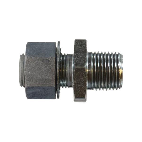 Bulkhead Coupling, Fitting/Connector Type: Coupling, 1/4-18 x 1/2-14 Nominal, MNPT x FNPT, 2.16 Inch Length, Steel