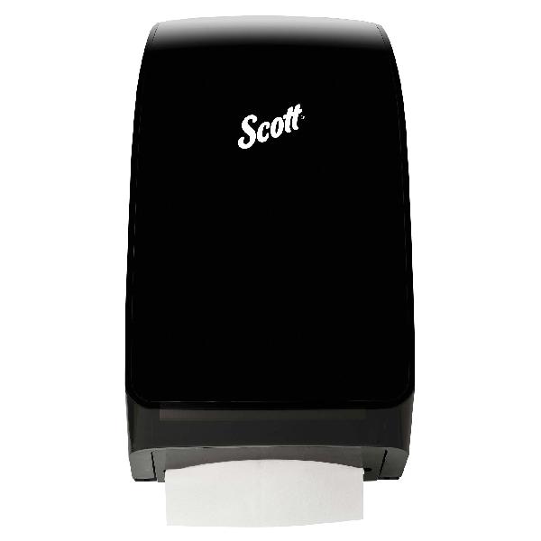Folded Towel Dispenser, Series: MOD* SCOTTFOLD*, 18.79 in Overall Length, 10.66 in Overall Width, 5.48 in Overall Height, Black Finish/Color, Domestic