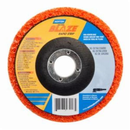 Non-Woven Depressed Center Disc, 5 in Diameter Disc, Type 27/Center Mount Attachment, 36 to 50 Grit, Extra Coarse Grade, Ceramic Alumina Abrasive, Fiberglass Backing, 11000 RPM Maximum