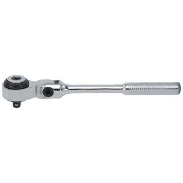 Hand Ratchet, Flexible Non-Insulated, Measurement System: Imperial, 1/4 in Drive, 6-37/64 in Overall Length, Round Head Shape, 5˚ Minimum Arc Swing, 72 Geared Teeth, Knurled Slip Resistant Grip Handle, Specifications Met: ASME B107.10M, Yes Reversibl