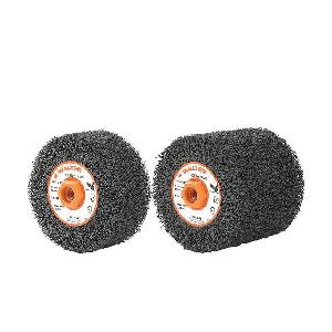 Cleaning and Finishing Drum, 4-1/4 in Wheel Diameter, 2 in Face Width, Flex Coarse Grade, Silicon Carbide Abrasive, 3800 RPM Maximum, 5/8-11 Center Hole Threaded, Threaded Attachment