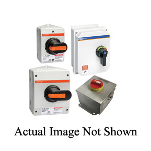 Enclosed Disconnect Switch, Class CC Fused Low Voltage, 600 VAC, 250 VDC, 30 A, 3 Pole, 2 Wires, Pistol Grip Handle Actuator, NEMA 12 Enclosure, Flange/Threaded Mounting, Box Terminal, 9.84 in H x 7.87 in W x 5.91 in D Dimensions, Stainless Steel, Bl