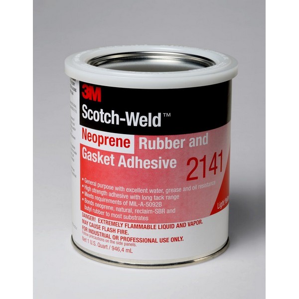 Rubber and Gasket Adhesive, High Strength Water-Resistant, Can Container, 1 qt Container, Polychloroprene Chemical, 5 to 10 min Drying, 15 min Setting, 24 hr Curing, Tan