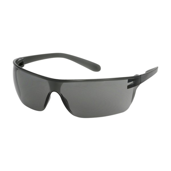 Safety Glasses, Single, Universal Size, Anti-Fog/Anti-Scratch Lens Coating, Gray Lens, Rimless Frame, Gray Frame, Polycarbonate Frame, Polycarbonate Lens, 99.99% UVA/UVB UV Protection, Spatula Temple, Specifications Met: ANSI Z87.1-2015