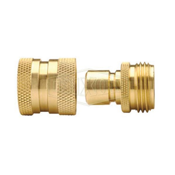 Garden Hose Quick-Connector, Unvalved, Fitting/Connector Type: Quick-Connect, 150 psi Pressure, 140 °F, Brass, Domestic