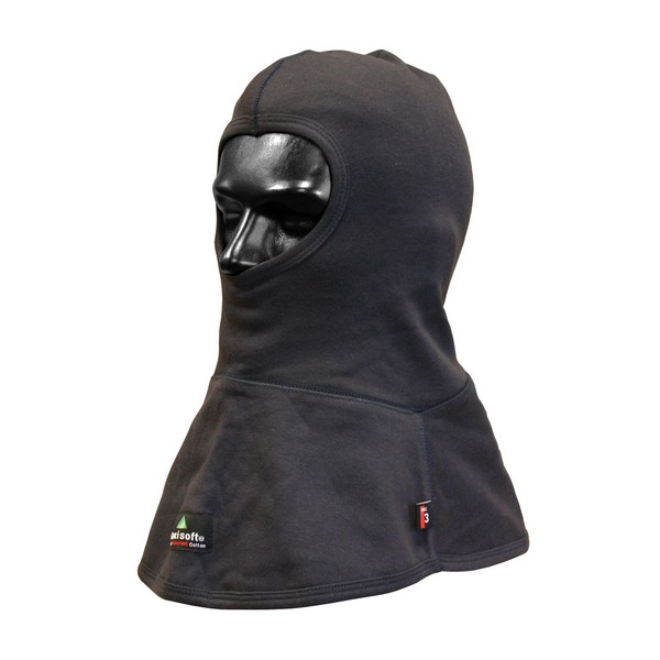 Arc and Flame Resistant Balaclava, Double Layer, Universal, Navy Blue, 10-1/2 in Length, 86% Cotton/14% Nylon, 13 oz Fabric Weight, Full Face Closure