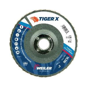 Abrasive Flap Disc, High Performance, 6 in Diameter Disc, 7/8 in Center Hole, 60 Grit, Type 29/Angled/Conical/Flap Disc, Cotton/Phenolic/Polycotton Backing, 10200 RPM Maximum