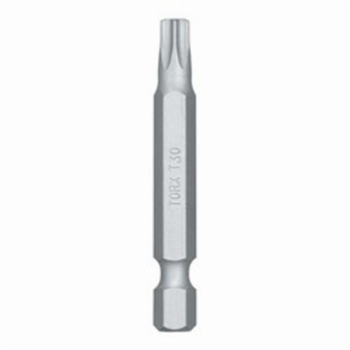 Screwdriver Bit, Standard Single End, T30 Point, Torx® Point, 2 in Overall Length, Hex Shank, 1/4 in Shank, Steel, Zinc Phosphate