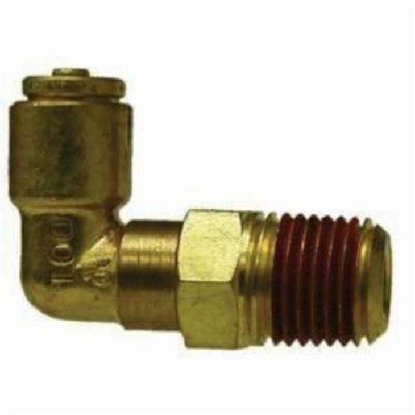 Tube To Pipe Swivel Elbow, 90°, 90° Elbow Fitting/Connector, 1/4 Inch Nominal, Push-In x MNPTF End Style, 150 psi Pressure, -40 to 200 °F, CA377 Brass, Forged Method of Manufacture