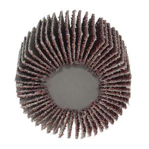 Coated Abrasive Flap Wheel, 1-1/2 in Wheel Dia, 1 in Face Width, 1/4 in Shank Dia, 40 Grit, Coarse Grade, Aluminum Oxide Abrasive, 30000 RPM Maximum, Threaded Stem Attachment