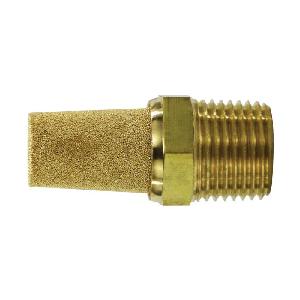 Muffler, 1/2 Inch Size, 300 psi Pressure, 35 to 300 °F, Brass Body/Sintered Bronze Element, Import