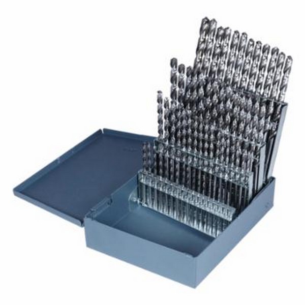 Jobber Length Drill Set, Series: 2002G, Imperial System of Measurement, #60 Minimum Drill Bit Size, #1 Maximum Drill Bit Size, 118 deg Drill Point Angle, 60 Piece, Specifications: 4XD in Depth of Cut, Radial Point, Right Hand Cut, Spiral Flute, Strai