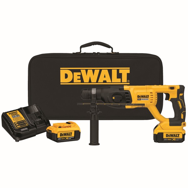 Cordless Rotary Hammer Kit, Brushless, Bare Tool/Kit: Kit, 1 in Chuck, SDS Plus® Chuck, 0 to 5550 bpm, 2.6 J Impact, 0 to 1500 RPM No-Load Speed, 20 VDC, Lithium-Ion Battery, 4 Ah Battery, Battery Included: Yes, D-Handle Handle, Mechanical Clutch Con