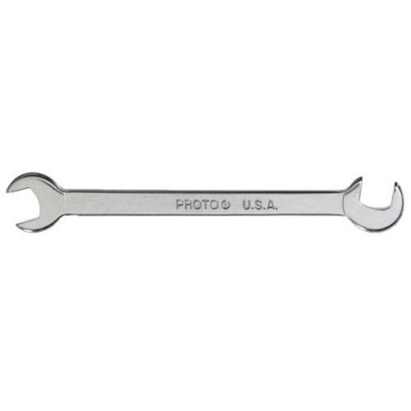 Open End Wrench, Short, Measurement System: Imperial, 1/4 in Wrench Opening, 3 in Overall Length, 1/2 in Open End Width, 7/64 in Open End Thickness, Angled/Double Head, 15/75˚ Head, 11/64 in Throat Depth, Flat Handle, Specifications Met: ASME B107.10