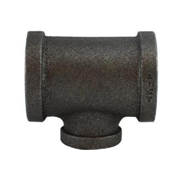 Reducing Branch Tee, Tee, 1 x 1/2 Inch Nominal, 2.52 Inch Length, 300 psi, Malleable Iron, Black Oxide, Import